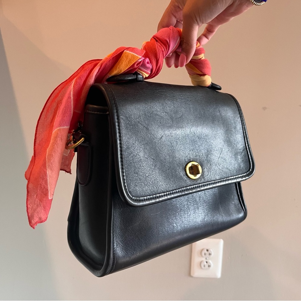 Coach Court Vintage Black Glove Tanned Leather Turnlock Bag 9870 - Picture 6 of 11